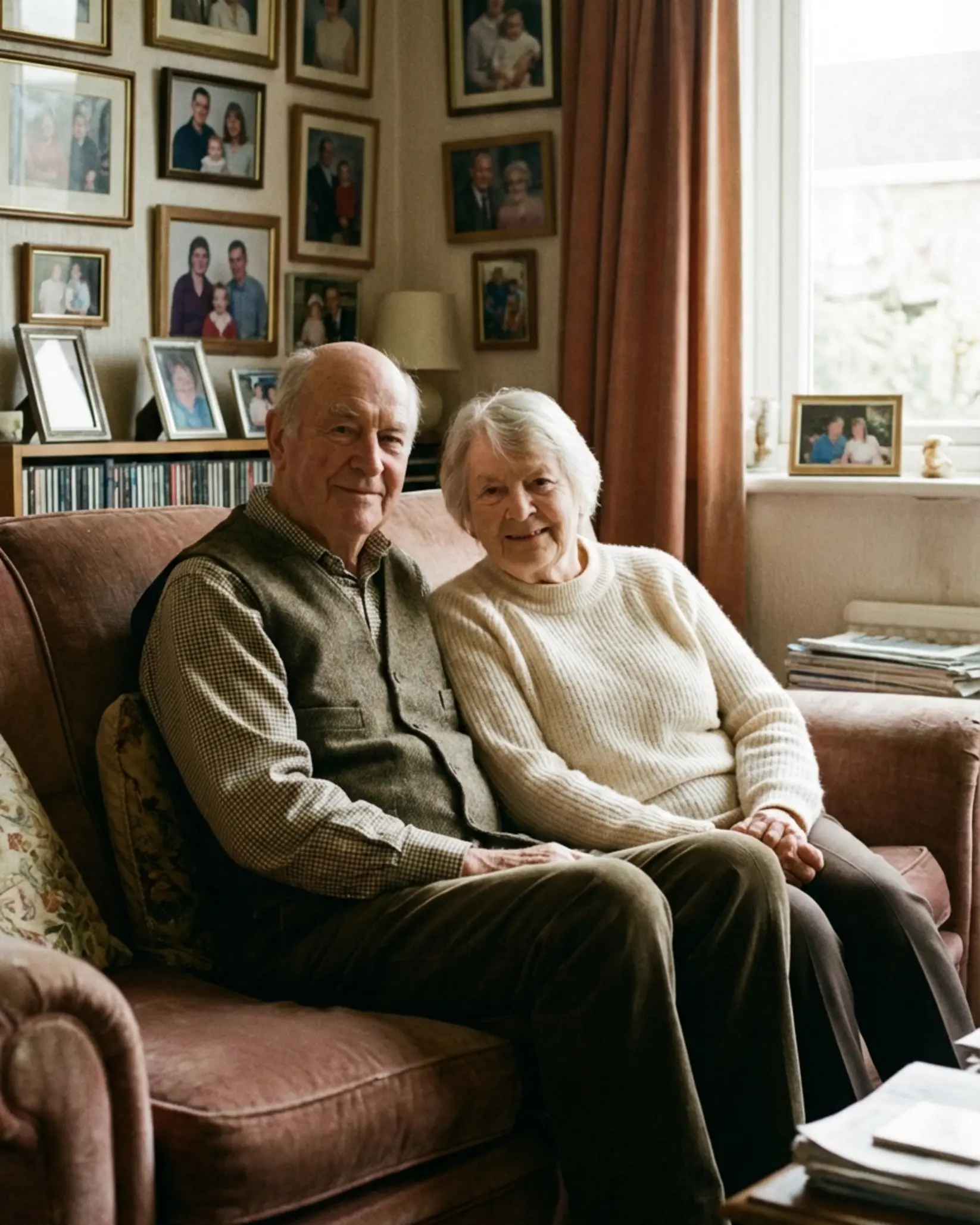 Elderly couple at home using MediWatch